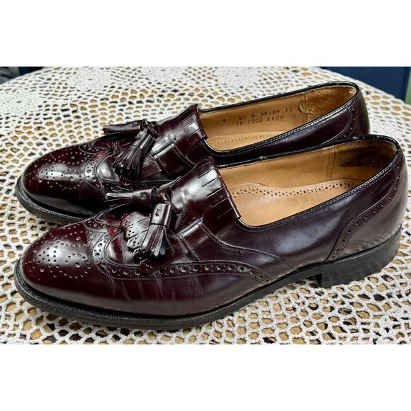 JOHNSTON & MURPHY Tassel Burgundy Sz 9 M Men Leather Slip-On Dress Loafers 3152 - Picture 2 of 15